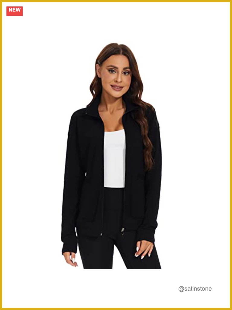 Women's Scrub Jacket Zip Front Warm-Up With Pockets